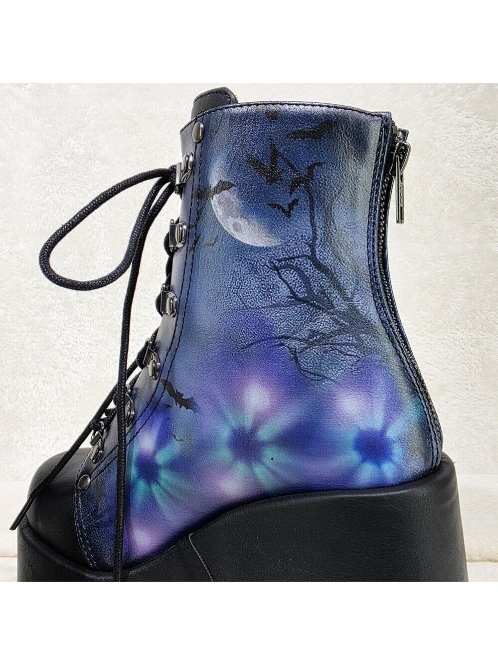 NIB NEW Camel 203 Moonlit Graveyard Print Charms Platform Goth Punk Ankle Boots - Picture 8 of 13